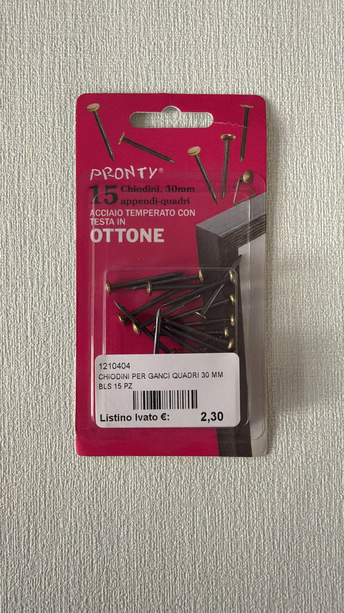 Chiodini 30 mm appendi-quadri conf. da pz 15